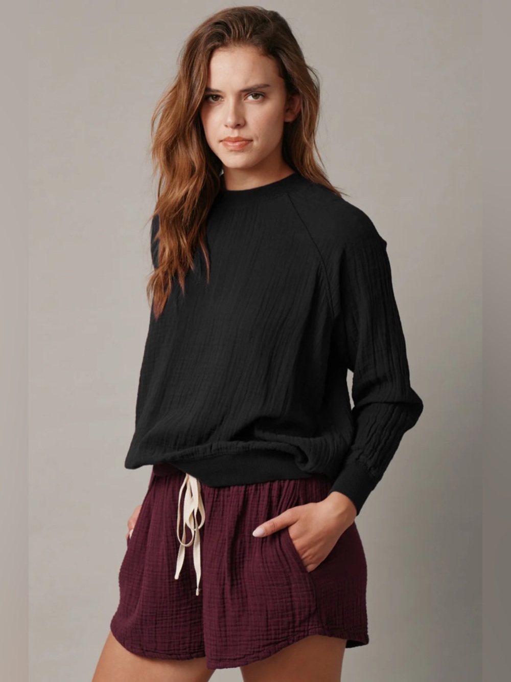9 Seed La Quinta Raglan Sweatshirt in Double Gauze